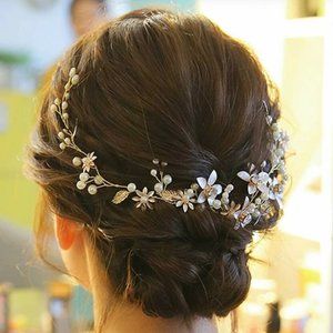 Bridal Hair Accessory Gold Pearl floral